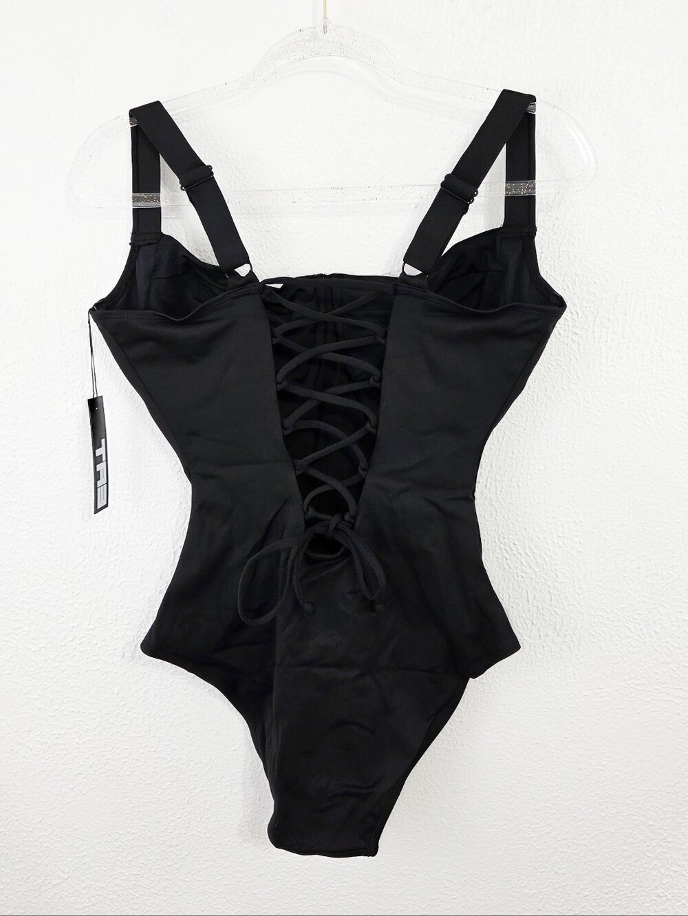 TA3 Lifty one piece swimsuit black lace up corset slimming womens medium J/K NWT - Picture 4 of 5